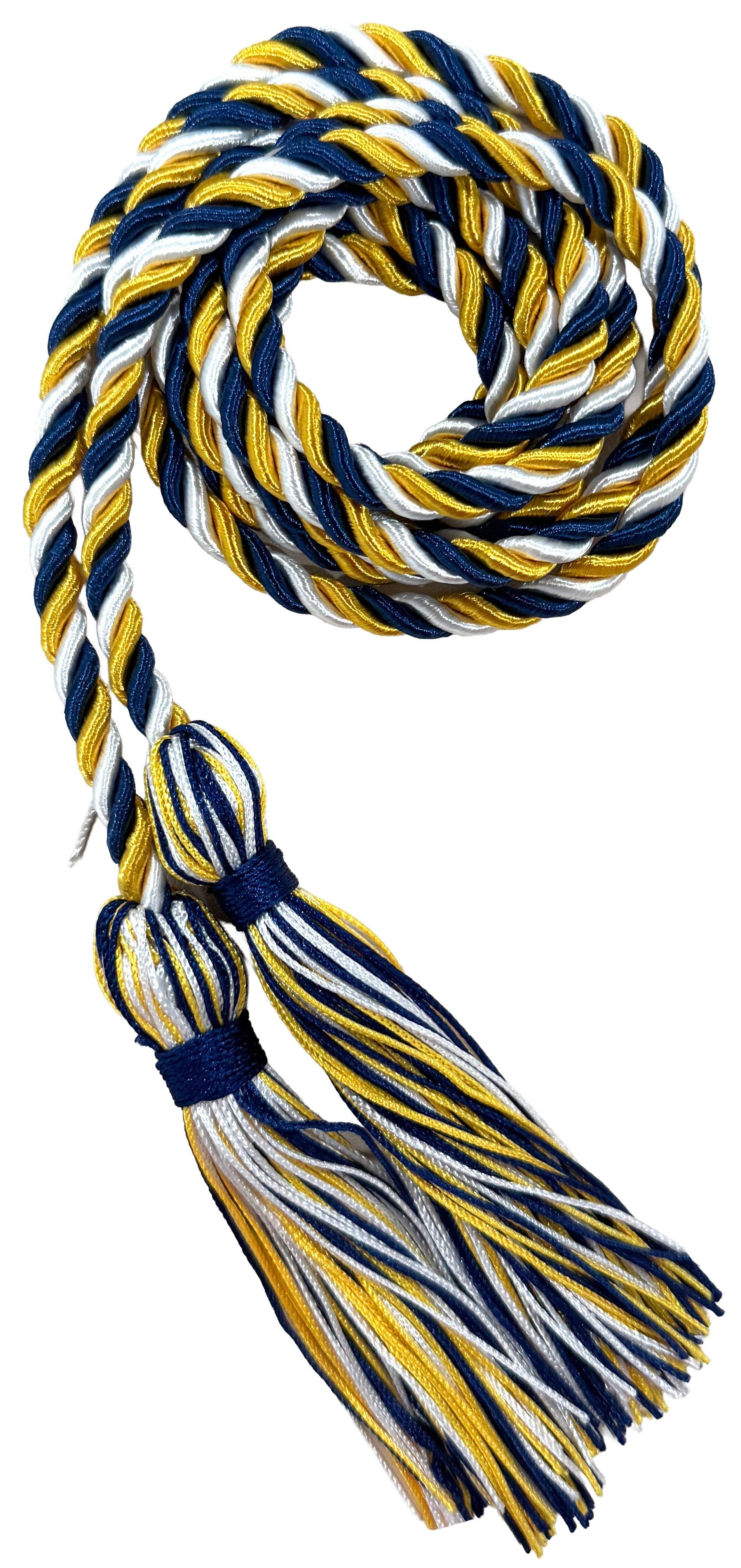 Navy Blue, Gold, White Three Color Graduation Honor Cord