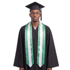 **Nigeria graduation stole featuring the Nigerian flag, worn as a sash for commencement**