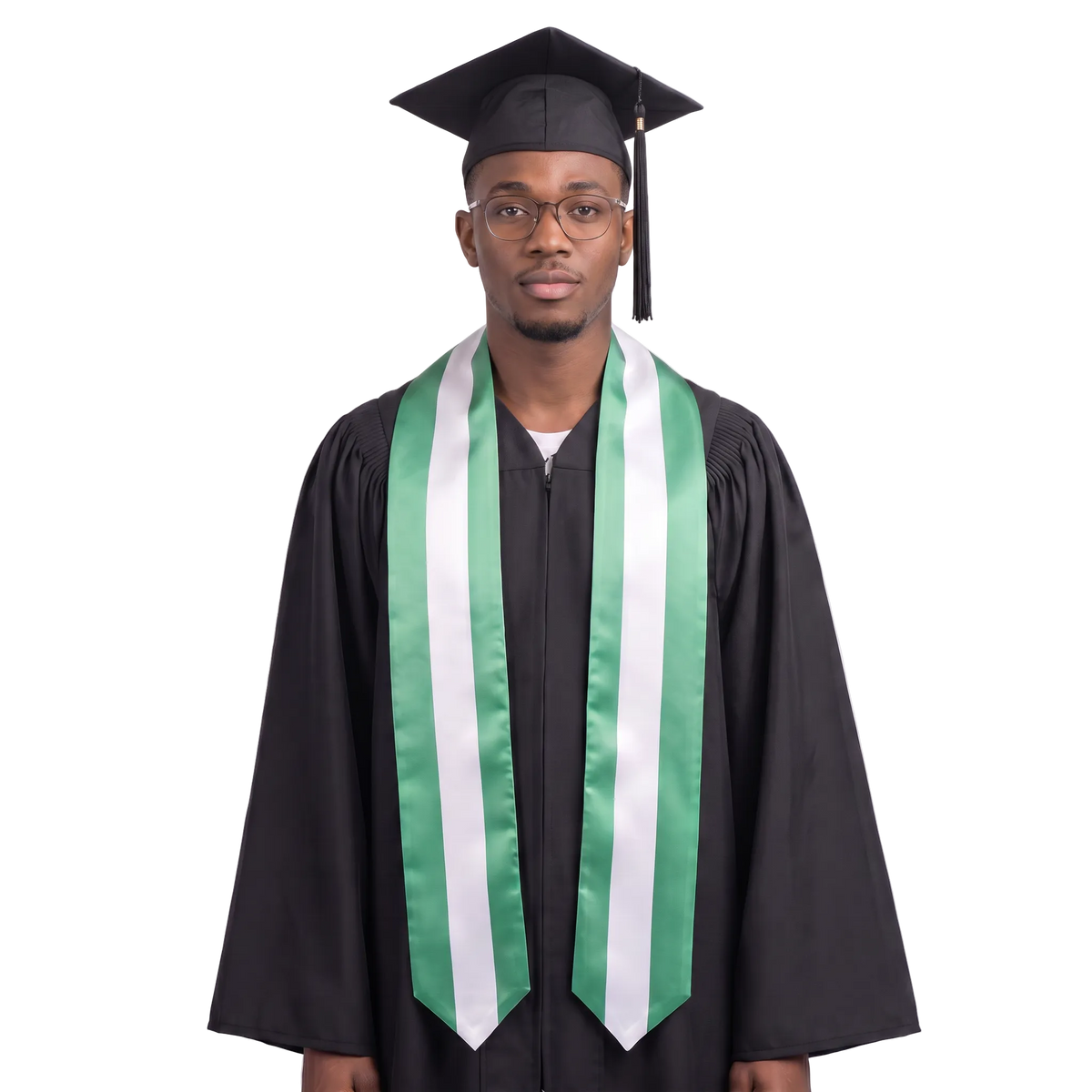 **Nigeria graduation stole featuring the Nigerian flag, worn as a sash for commencement**