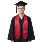 **Norway graduation stole featuring the Norwegian flag, worn as a sash for commencement**