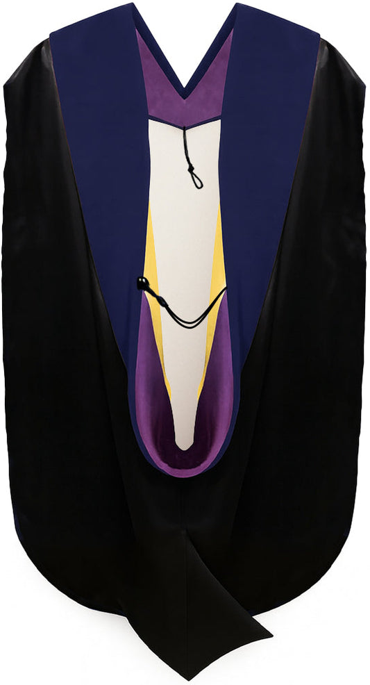 PhD Hood Dark Blue Velvet - Purple & Golden Yellow