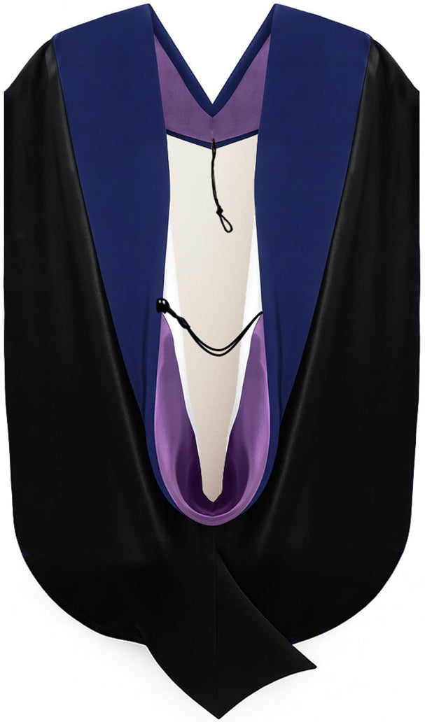 PhD Hood Dark Blue Velvet - Purple & White