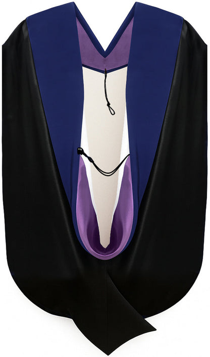 PhD Hood Dark Blue Velvet - Purple & White