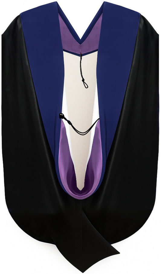 PhD Hood Dark Blue Velvet - Purple & White