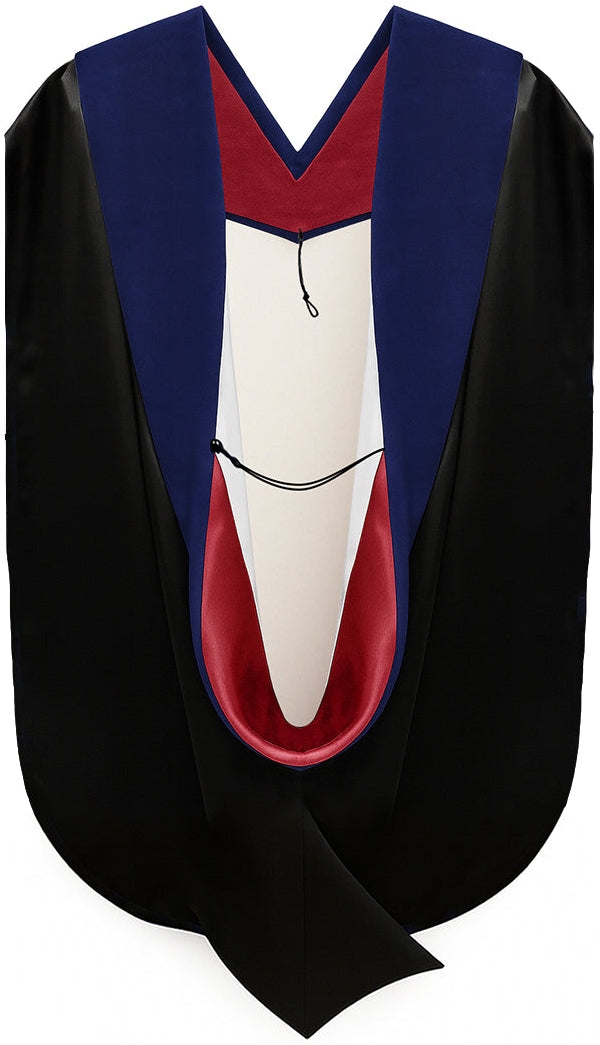 PhD Hood Dark Blue Velvet - Red & White