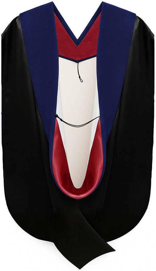 PhD Hood Dark Blue Velvet - Red & White