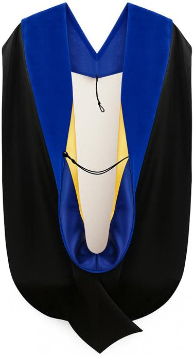 PhD Hood Dark Blue Velvet - Royal Blue & Golden Yellow