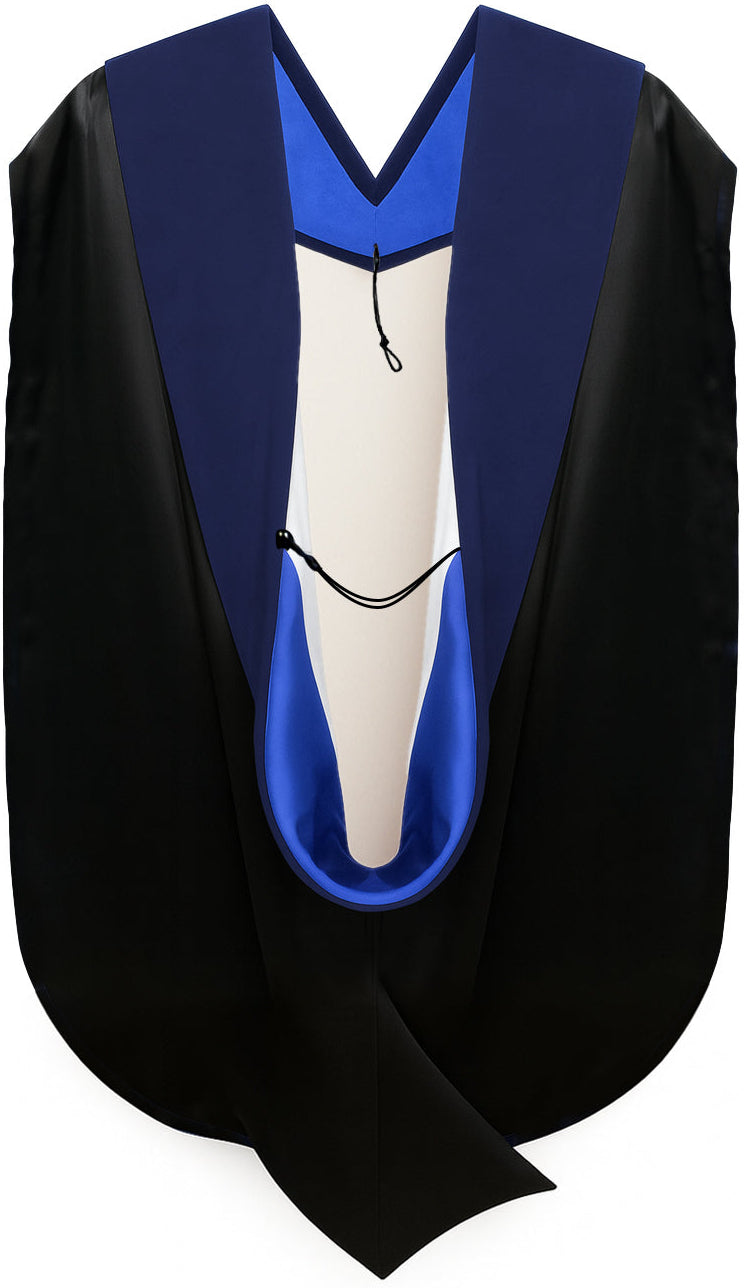 PhD Hood Dark Blue Velvet - Royal Blue & White