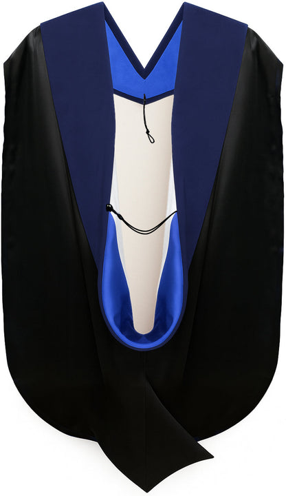 PhD Hood Dark Blue Velvet - Royal Blue & White