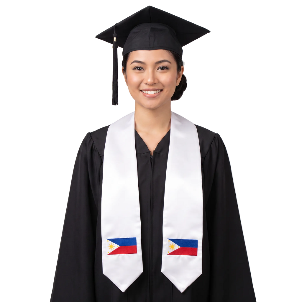 **Philippines international graduation stole featuring the Philippine flag, worn as a sash for commencement**