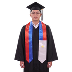 **Philippines graduation stole featuring the Philippine flag, worn as a sash for commencement**