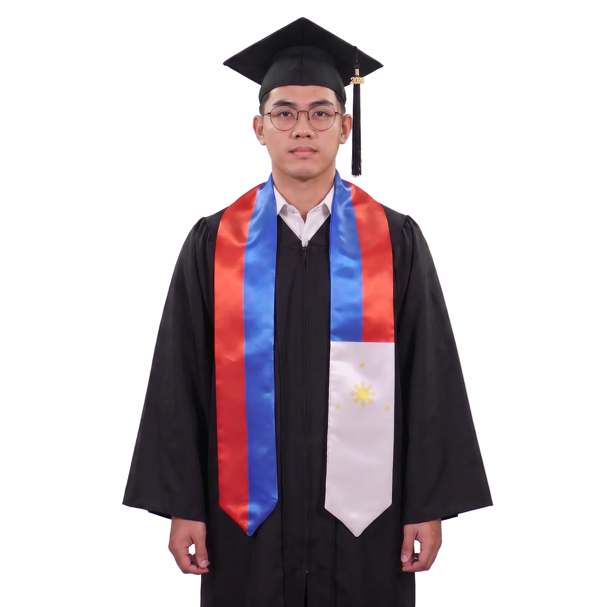 **Philippines graduation stole featuring the Philippine flag, worn as a sash for commencement**