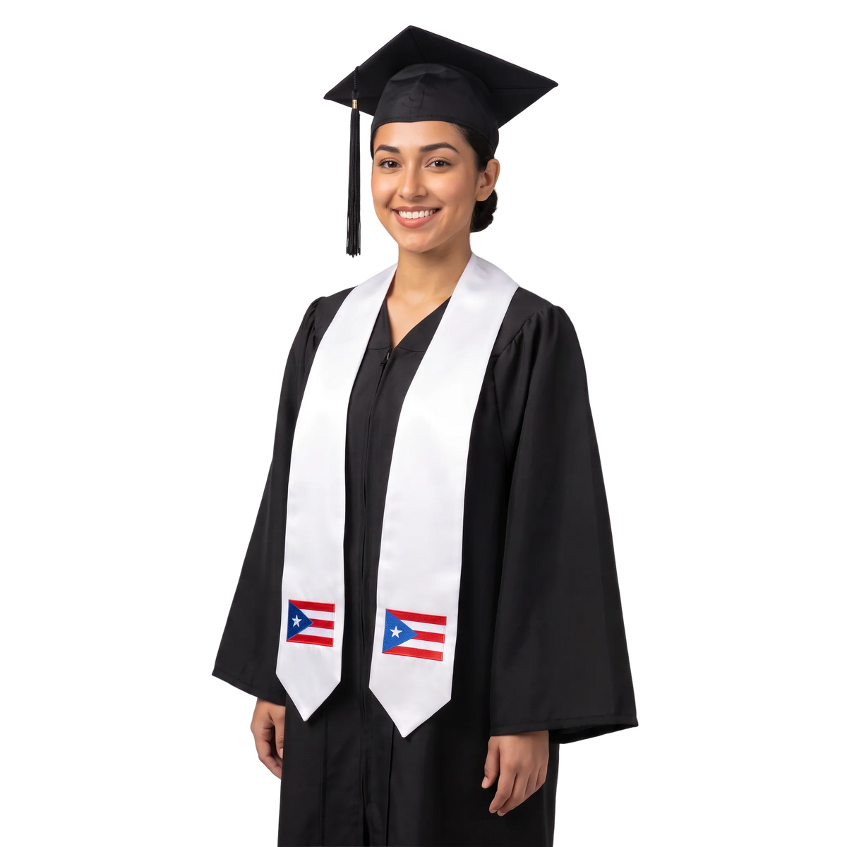 **Puerto Rico international graduation stole featuring the Puerto Rican flag, worn as a sash for commencement**