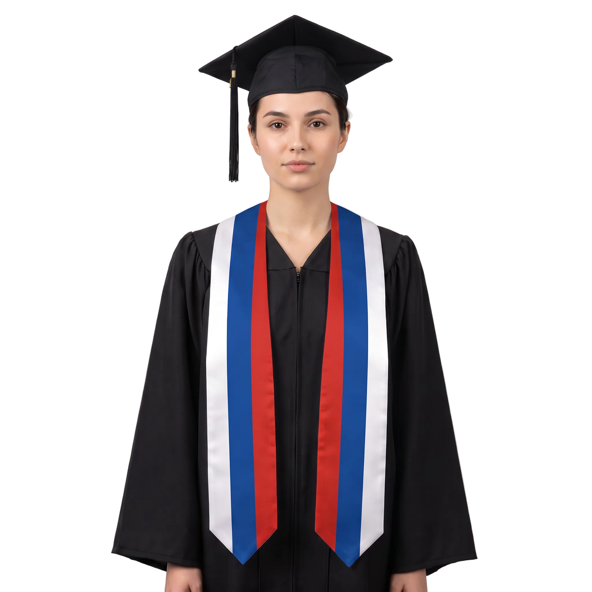 **Russia graduation stole featuring the Russian flag, worn as a sash for commencement**