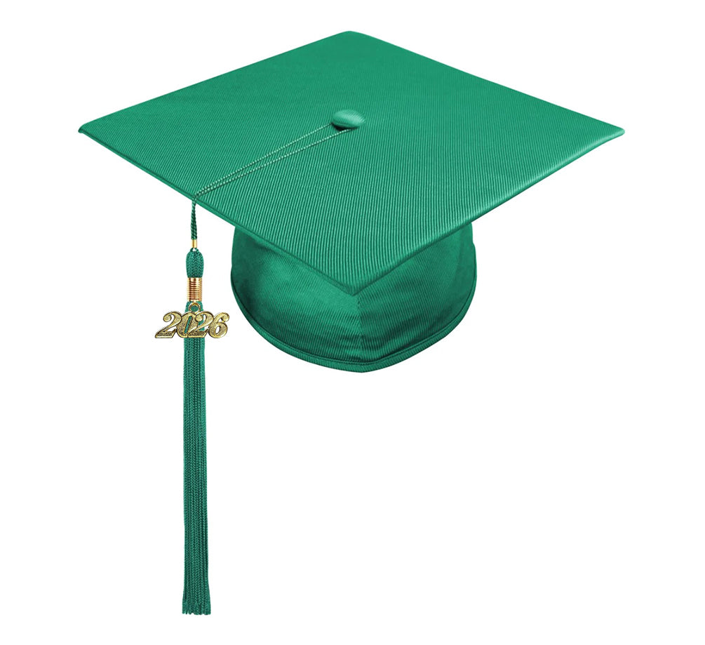 Shiny Emerald Green Graduation Cap & Gown