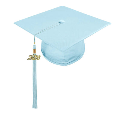 Shiny Light Blue High School Graduation Cap and Gown