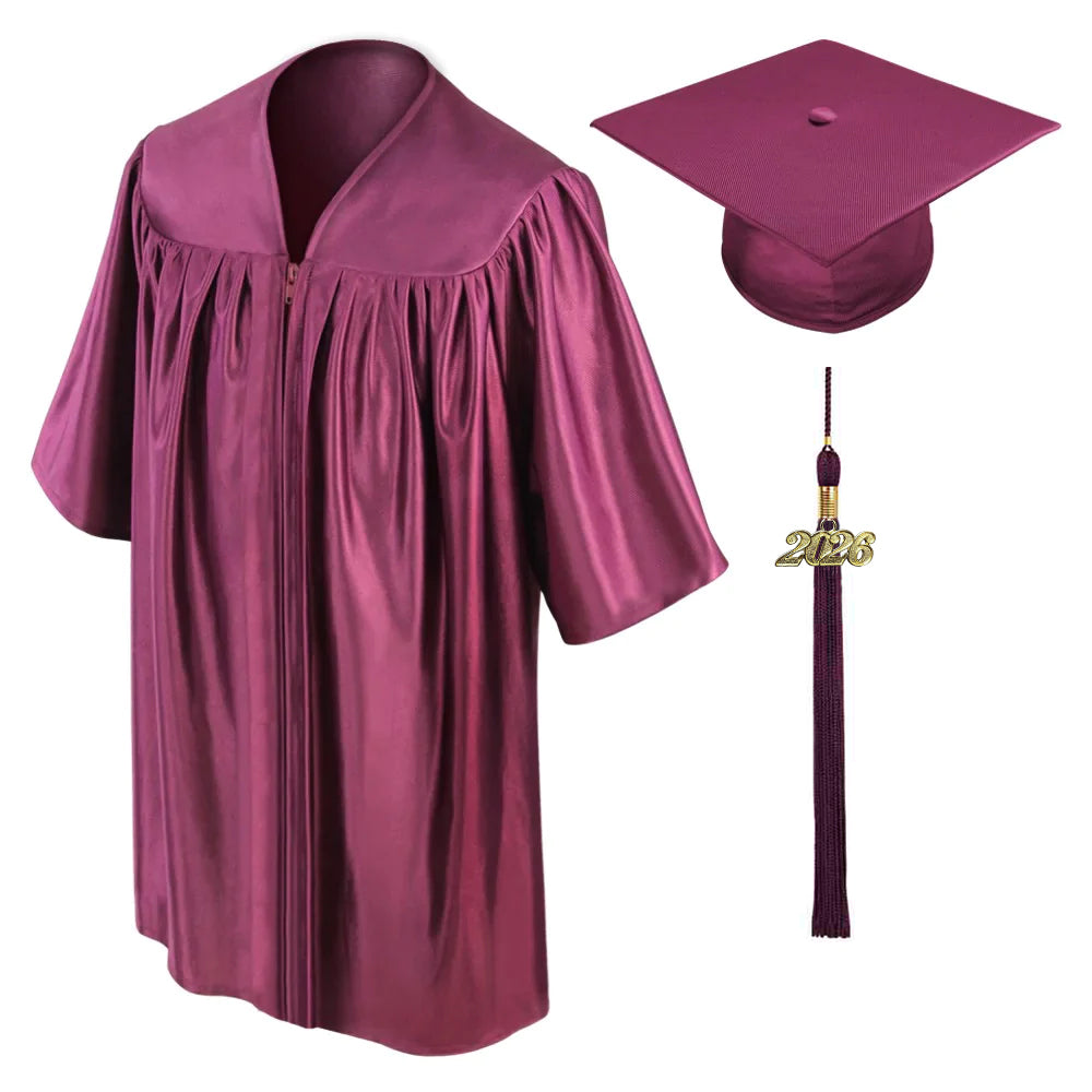 Child Shiny Maroon Graduation Cap & Gown - Preschool & Kindergarten