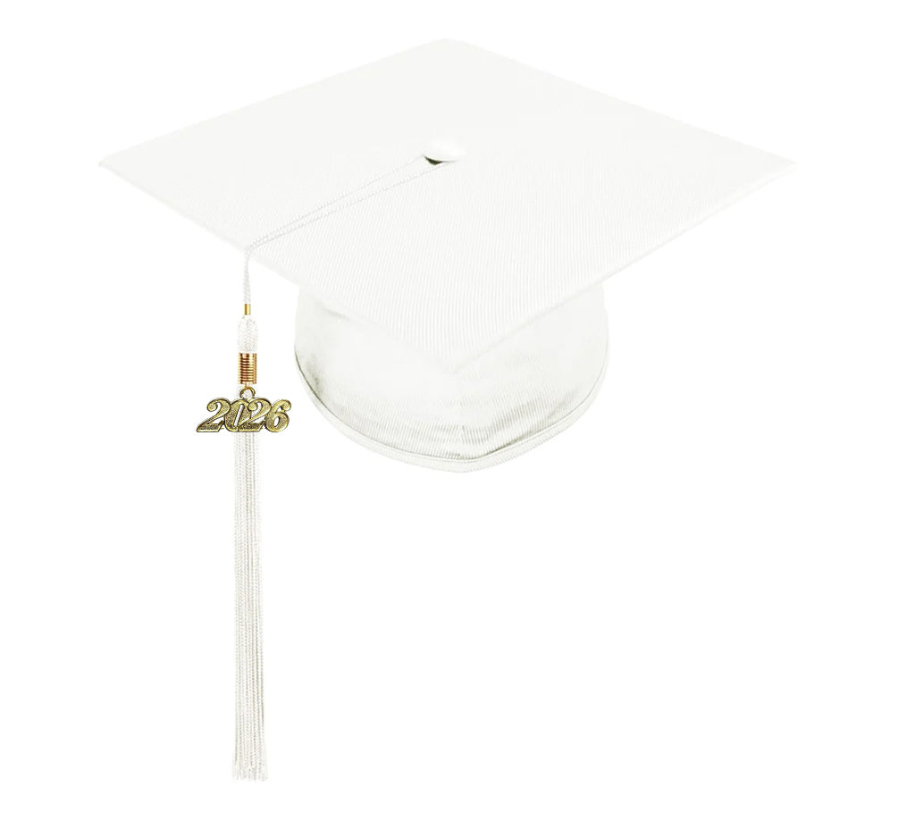 Shiny White High School Cap and Gown
