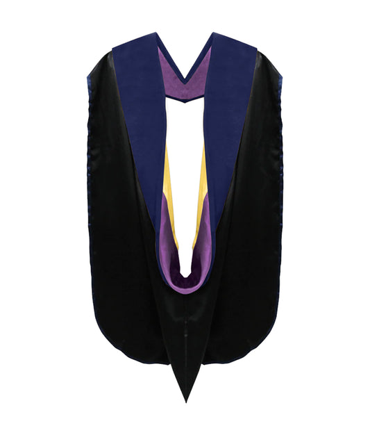 PhD Hood Dark Blue Velvet - Purple & Golden Yellow