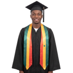 **Senegal graduation stole featuring the Senegalese flag, worn as a sash for commencement**