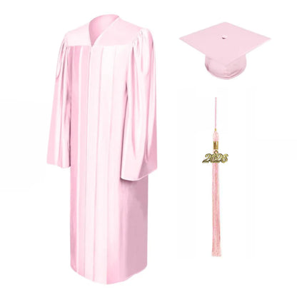 Shiny Pink High School Graduation Cap & Gown