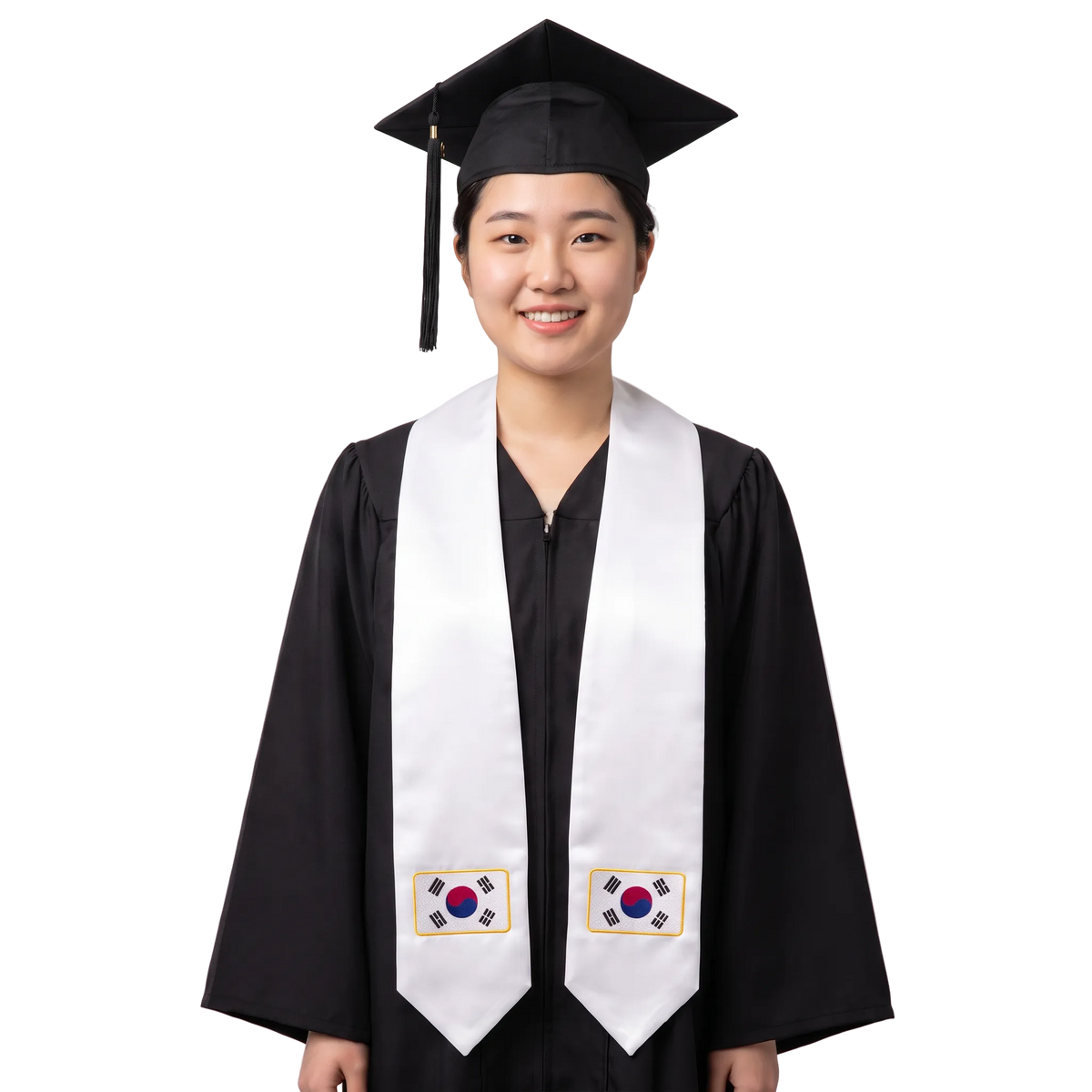 **South Korea international graduation stole featuring the South Korean flag, worn as a sash for commencement**