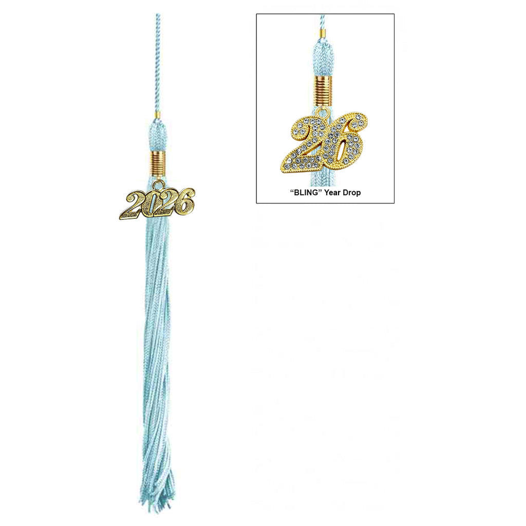Shiny Light Blue High School Graduation Cap and Gown