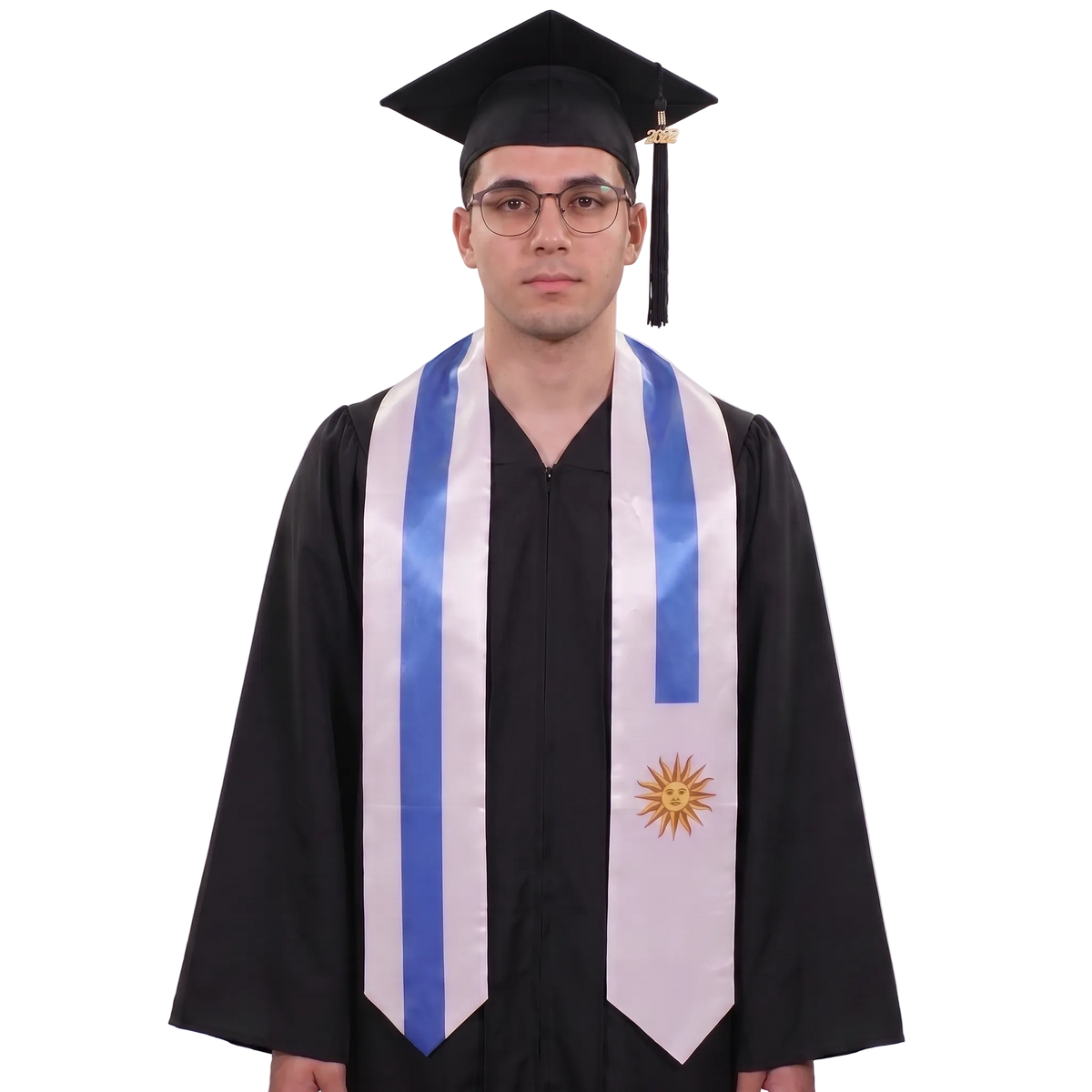 **Uruguay graduation stole featuring the Uruguayan flag, worn as a sash for commencement**