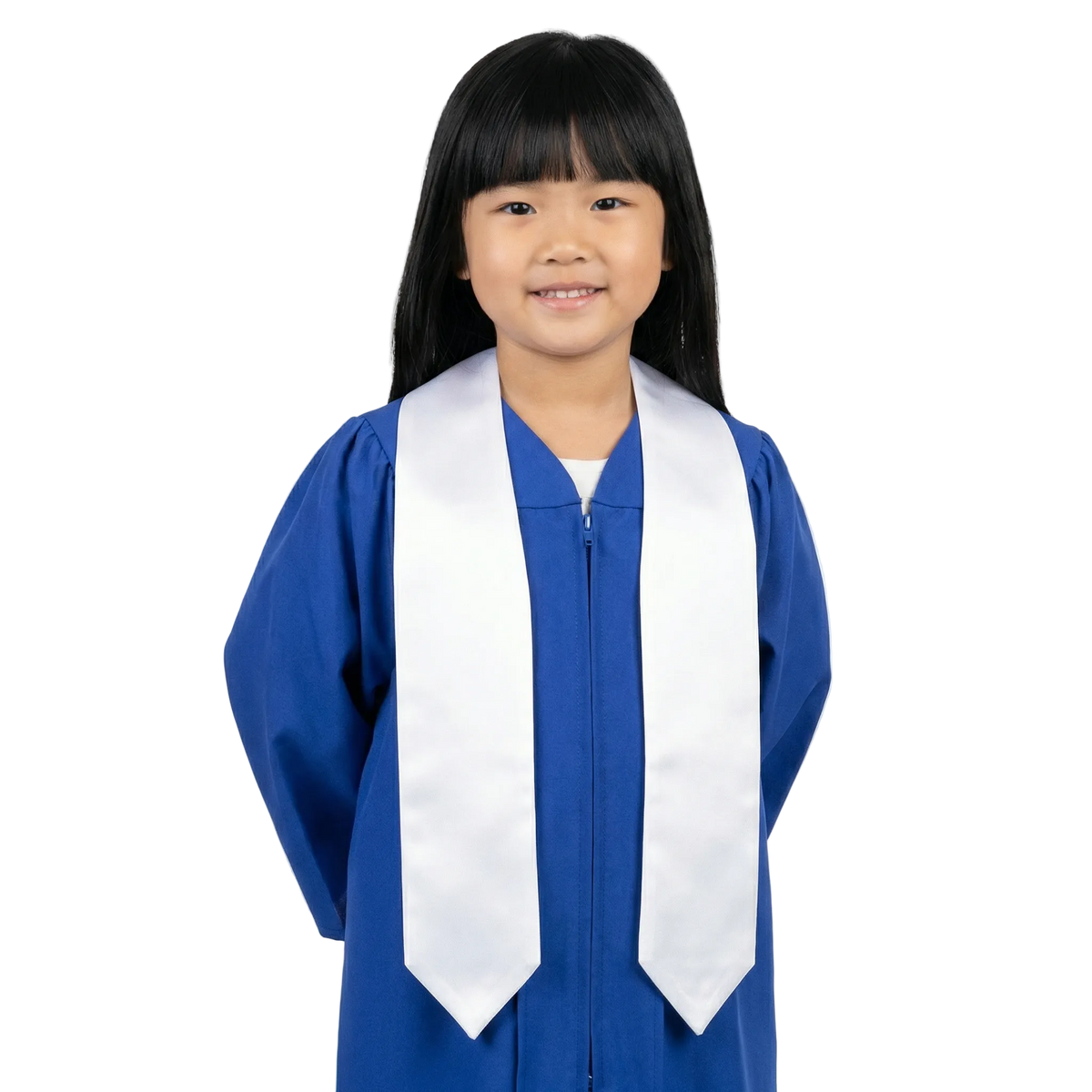 White preschool and kindergarten graduation stole for kids’ cap and gown ceremony