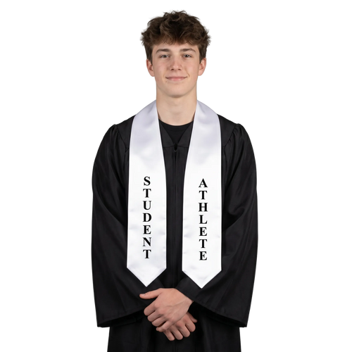 White Student Athlete Graduation Stole - White College & High School Stoles
