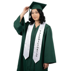 White Valedictorian Graduation Stole – High School & College Honor Sash in White Bridal Satin
