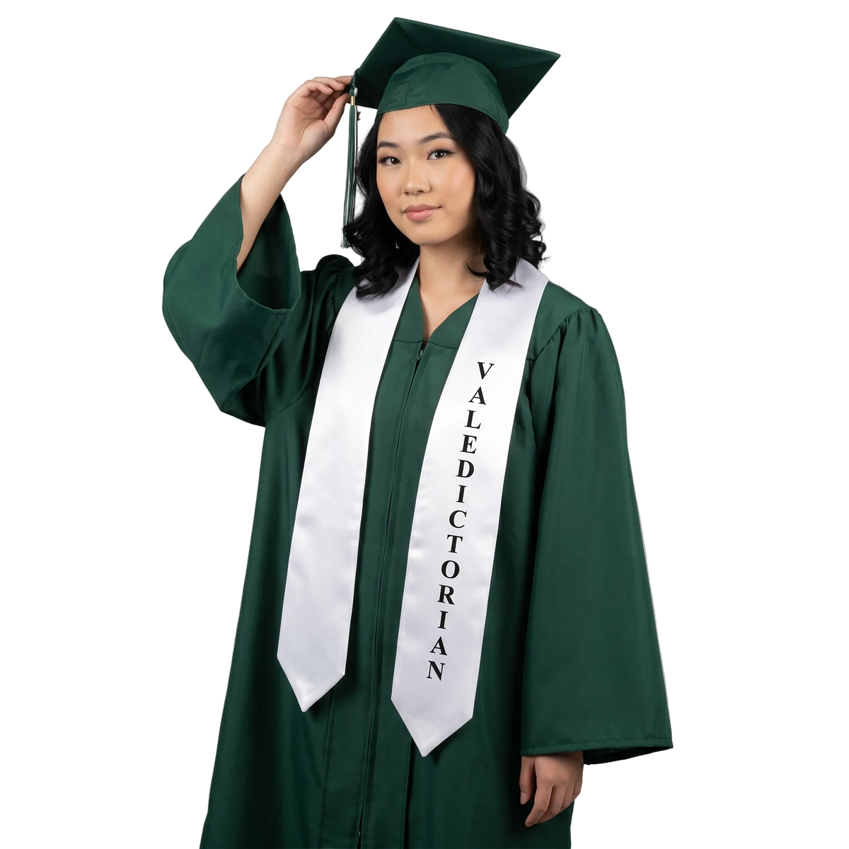 White Valedictorian Graduation Stole – High School & College Honor Sash in White Bridal Satin