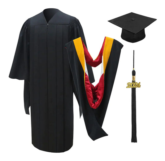 Deluxe Masters Graduation Cap, Gown, Tassel & Hood Package - Faculty Regalia