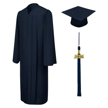 Matte Navy Blue High School Graduation Cap and Gown