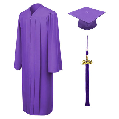 Matte Purple High School Graduation Cap and Gown