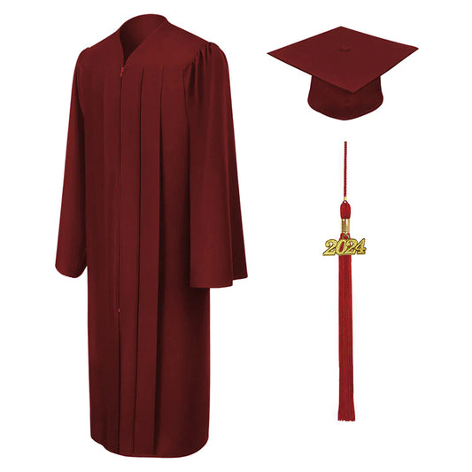 Matte Burgundy High School Graduation Cap and Gown