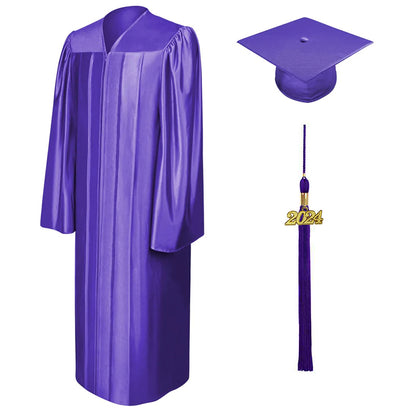 Shiny Purple Bachelors Cap & Gown - College & University