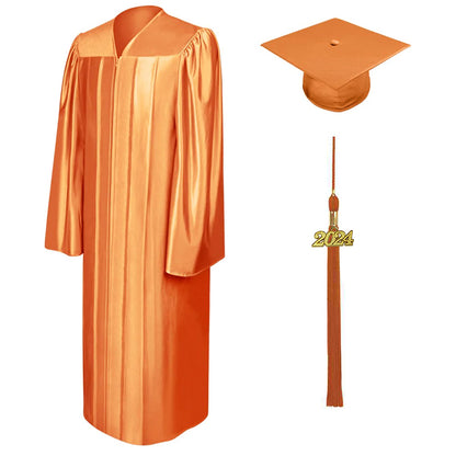 Shiny Orange High School Graduation Cap and Gown