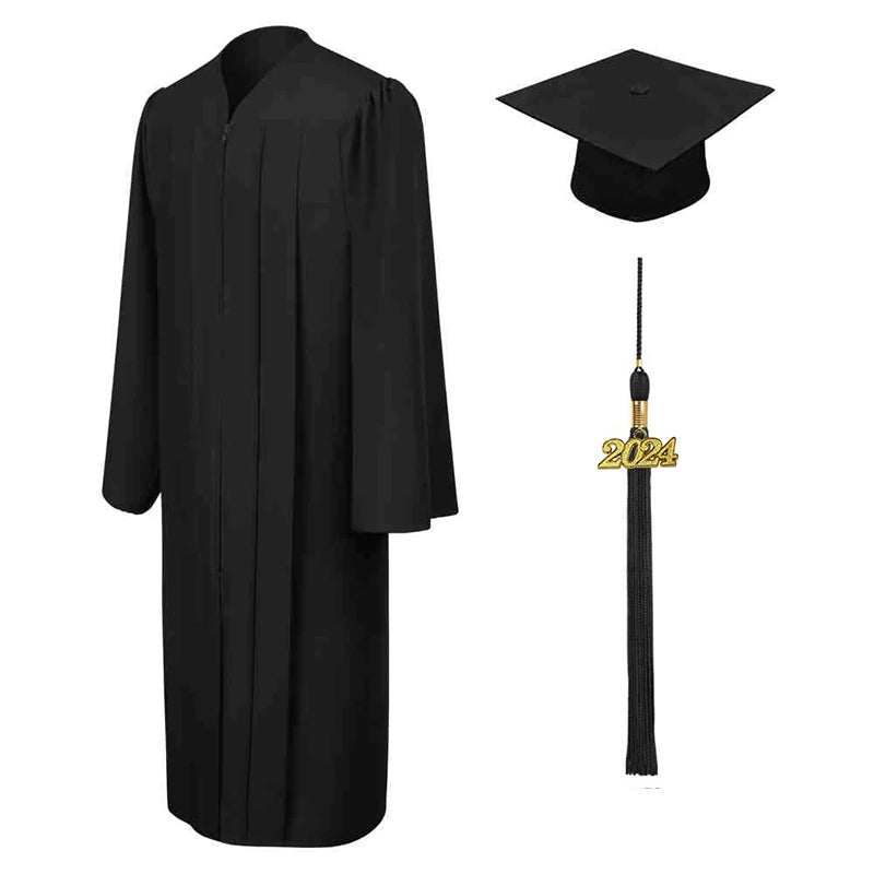 Matte Black Associates Graduation Cap & Gown - College & University