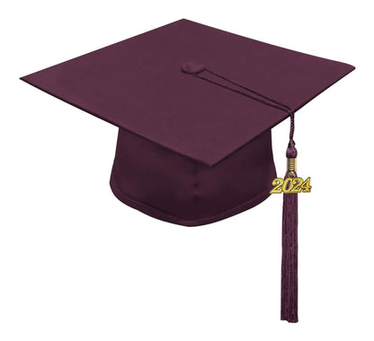 Matte Maroon High School Cap & Tassel - Graduation Caps
