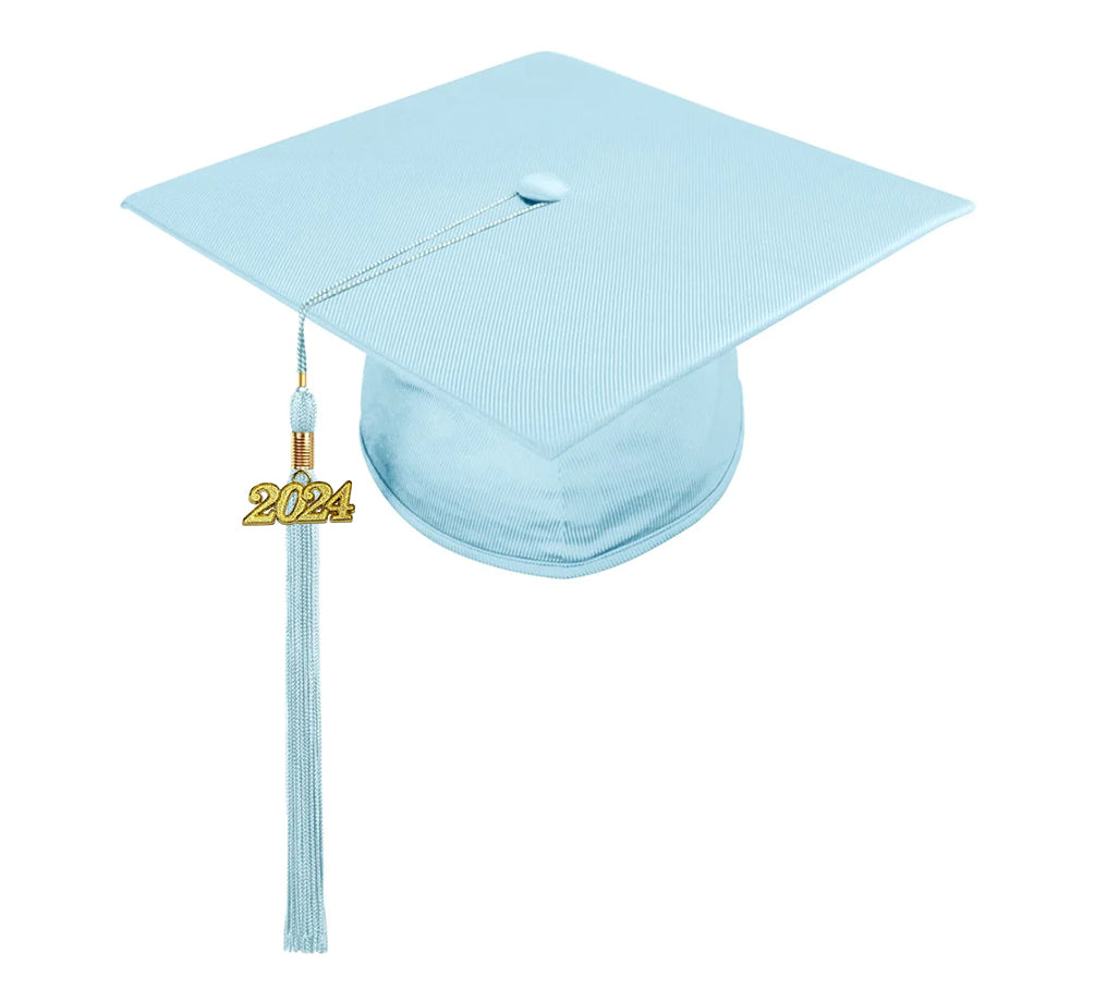 Shiny Light Blue High School Cap & Tassel - Graduation Caps