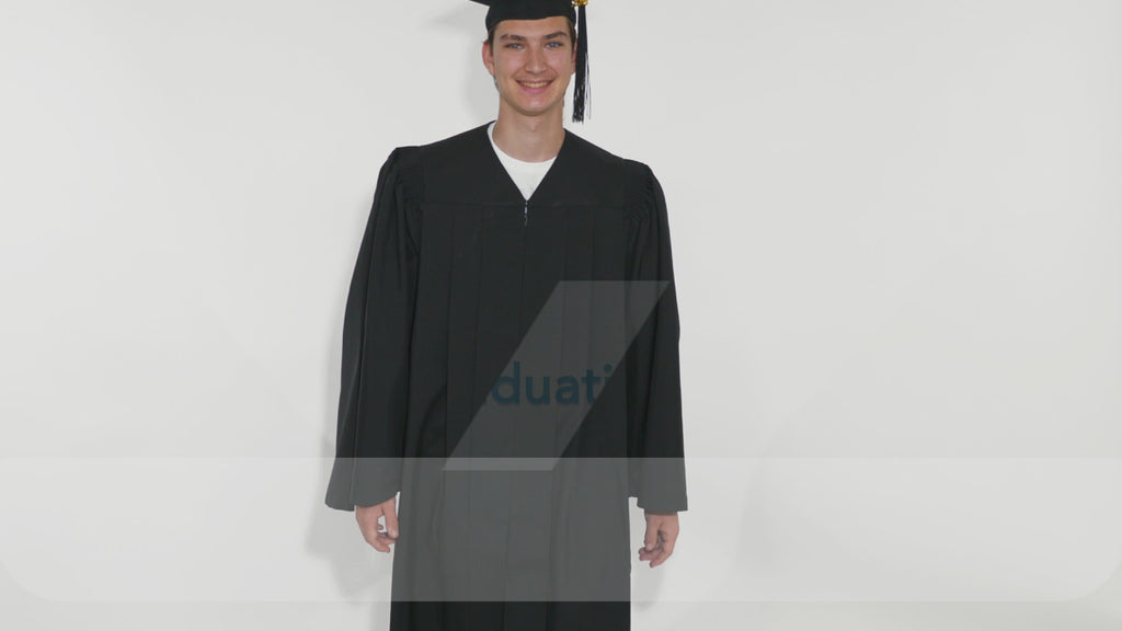 Deluxe Black Bachelors Graduation Cap & Gown - Collegiate Regalia