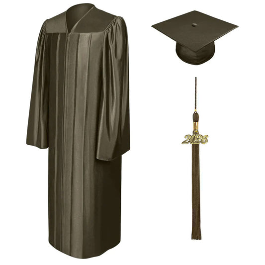 Shiny Brown High School Graduation Cap and Gown