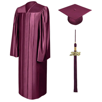 Shiny Maroon High School Graduation Cap and Gown