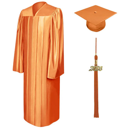 Shiny Orange High School Graduation Cap and Gown