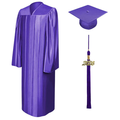 Shiny Purple High School Graduation Cap and Gown