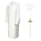 Shiny White High School Cap and Gown
