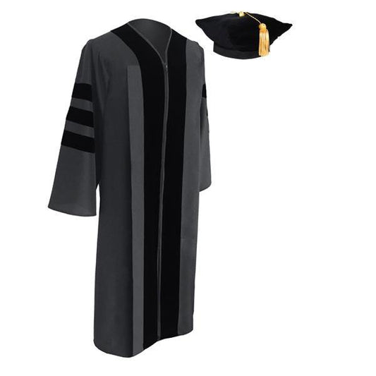 Classic Doctoral Graduation Tam & Gown - Academic Regalia - Graduation Attire