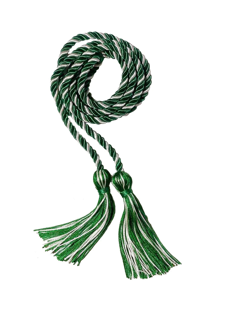 Emerald Green and White Two Color Graduation Honor Cord