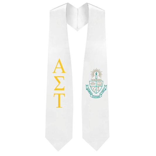 Alpha Sigma Tau Greek Lettered Graduation Stole w/ Crest